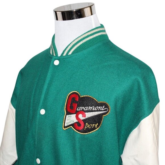 Vintage 70s 80s Garamont Sport Large Green White Varsity Letterman Retro Jacket - Picture 7 of 12